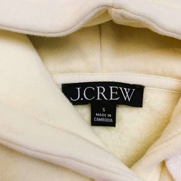 J.Crew Heritage Fleece Cropped Pale Yellow Pullover Women's Hoodie Size S - Picture 3 of 3